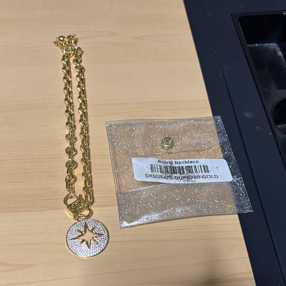 Gold Starburst Pendant Necklace